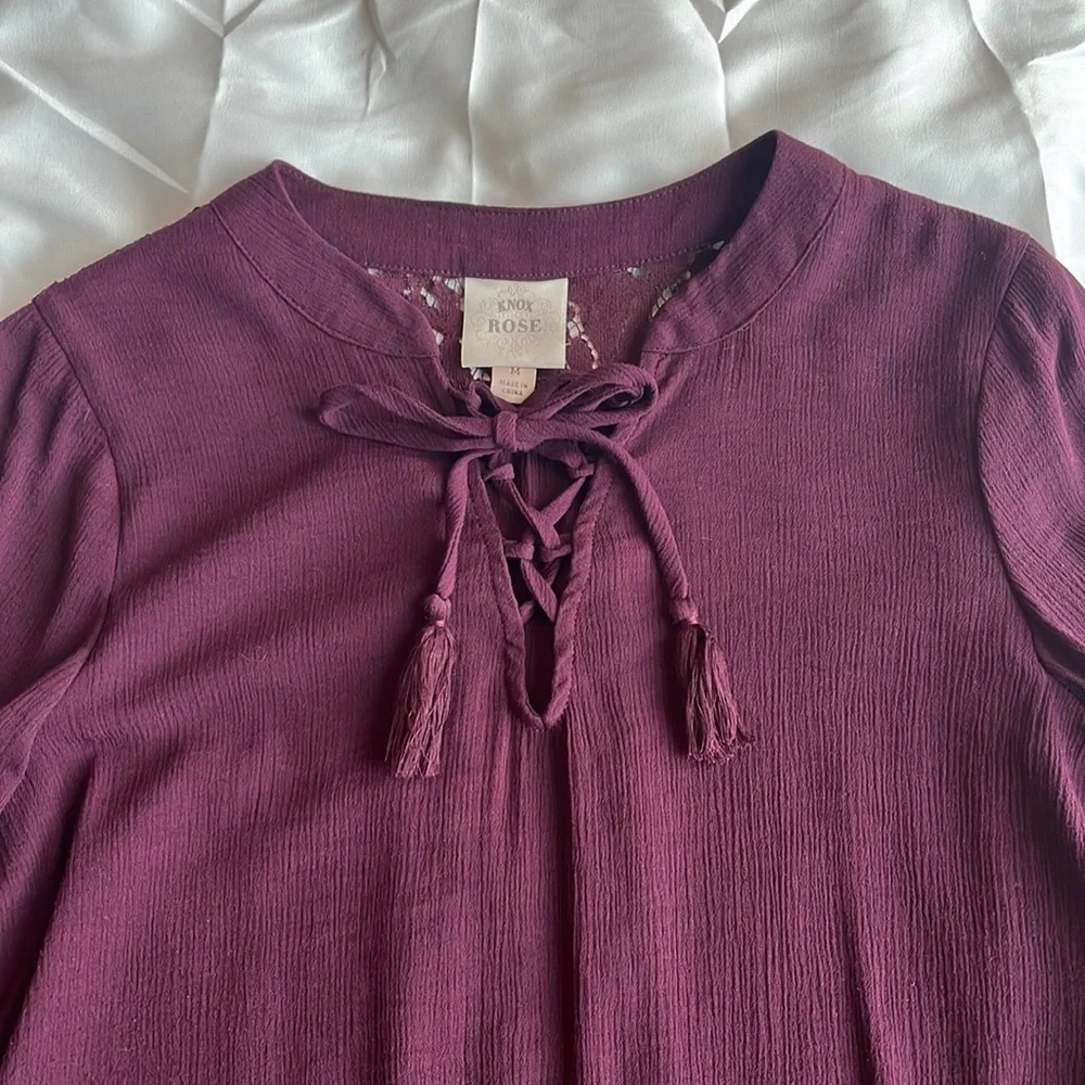 Knox Rose blouse with lace bell sleeves. - Picture 3 of 8